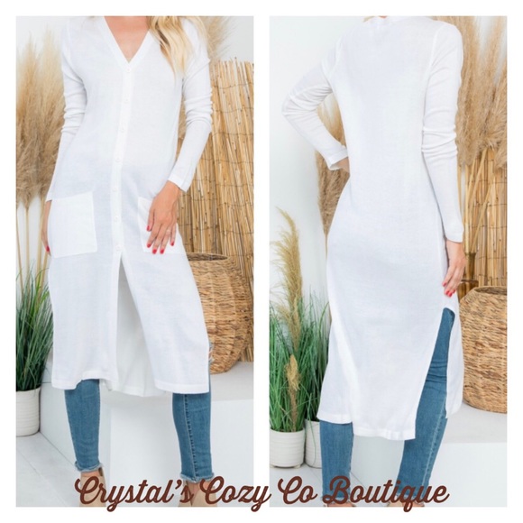 NWT Ivory Longline Button Front Cardigan - Picture 1 of 11